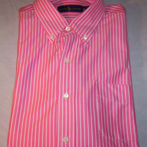 Ralph Lauren mens long sleeve hot pink dress shirt
